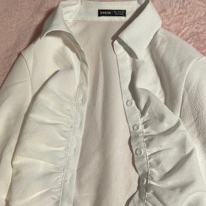 White long sleeve Ruched Blouse size small